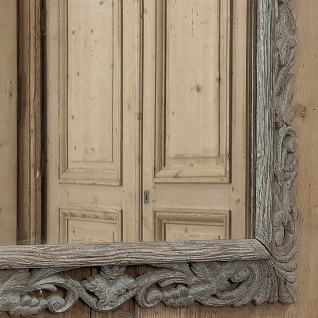 Antique French Renaissance Hand-Carved Ceruse Oak Mirror For Sale - Image 11 of 18