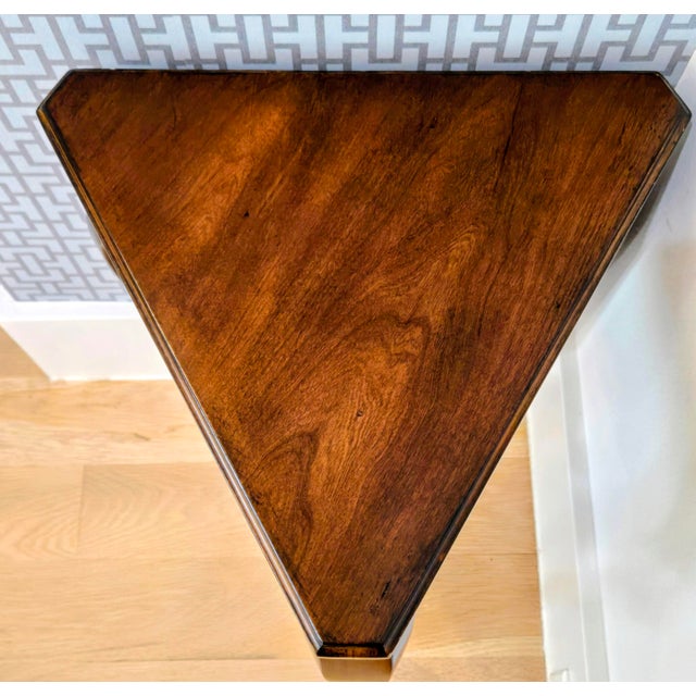 2000 - 2009 Ethan Allen Country French Walnut Triangle Corner Accent Table For Sale - Image 5 of 10