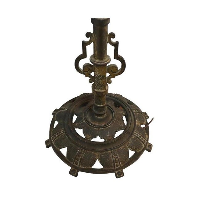 Brass Antique Rembrandt Egyptian Revival Cast Iron & Brass Portrait Bridge Lamp C1930 For Sale - Image 8 of 14