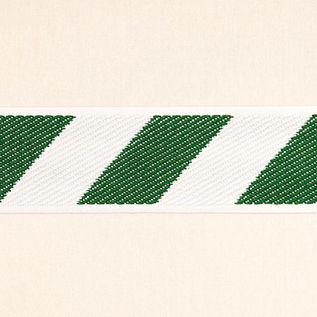 Schumacher Sample - Schumacher Airmail I Indoor/Outdoor Tape, Green & Ivory For Sale - Image 4 of 4