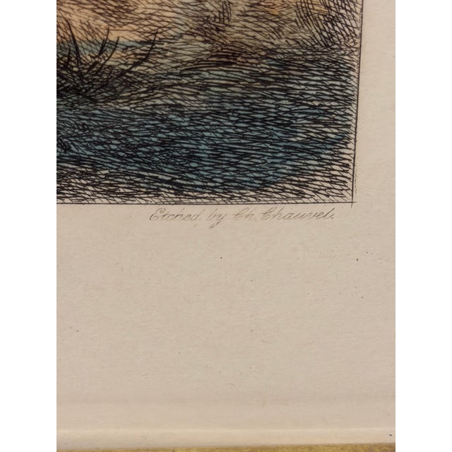 Early 20th Century Antique Etching 1907 B W Leader “The Wooded Banks of the Thames” Colored Etching by Chauvel For Sale - Image 5 of 11