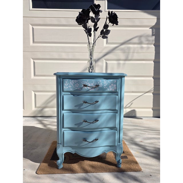 Beautiful vintage French Provincial–style nightstand or small dresser, refinished with care, attn. to detail & ready for...