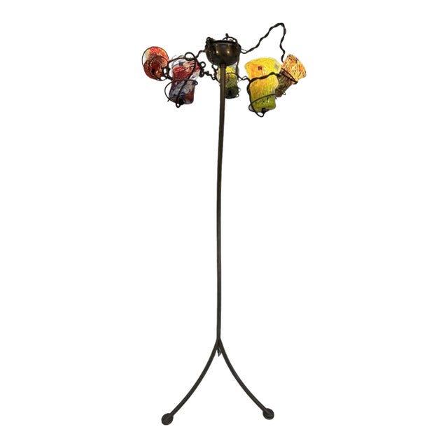 Barovier Toso Murano Vortigoto Glass Floor Lamp For Sale