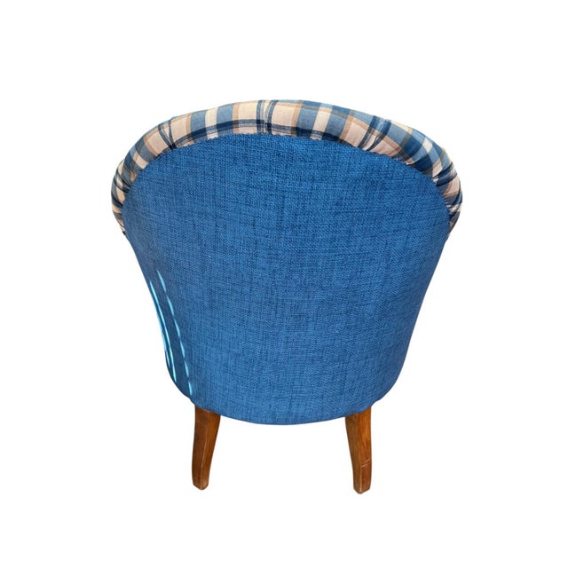 Transitional Newly Reupholstered, Vintage Hand, Tied Springs Club Chair in Blue For Sale - Image 3 of 8