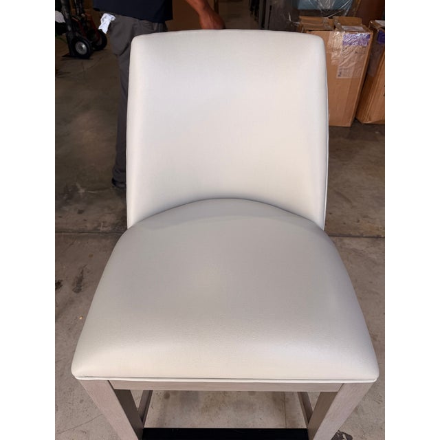Bernhardt Bernhardt Light Gray Leather Counter Stool For Sale - Image 4 of 10