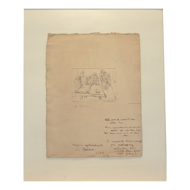 Der Träumer, Abraham Palukst, 1922, Etching with Dedication For Sale