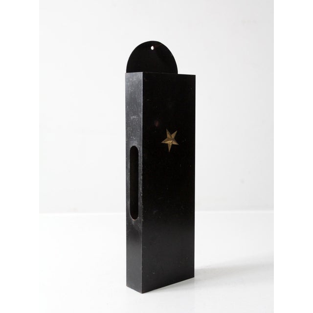 Late 20th Century Vintage Metal Wall Mail Holder With Brass Star For Sale - Image 5 of 9