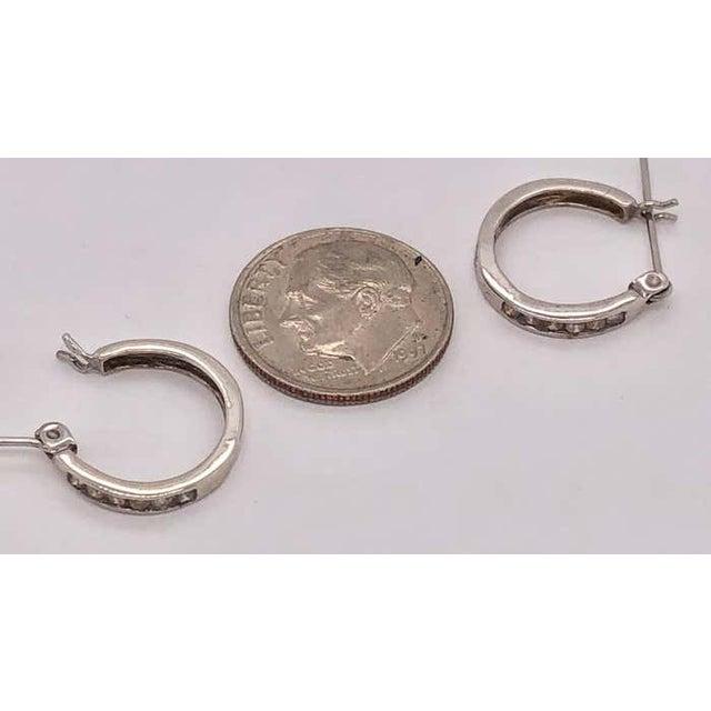 Antique White 14 Karat White Gold Diamond Half Hoop Earrings, A Pair For Sale - Image 8 of 10