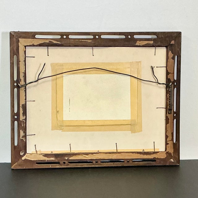 1970s Vintage Impressionist Arts & Crafts Farmhouse Original Watercolor Painting, Two Barns Landscape For Sale - Image 11 of 12