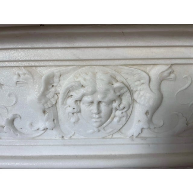 Magnificent 1820s Italian Neoclassical Mantel in Fine Statuary Carrara Marble For Sale - Image 9 of 11