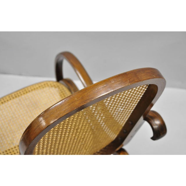 Vintage Mid Century Modern Thonet Style Bentwood & Cane Rocker Rocking Chair (C) For Sale - Image 15 of 18