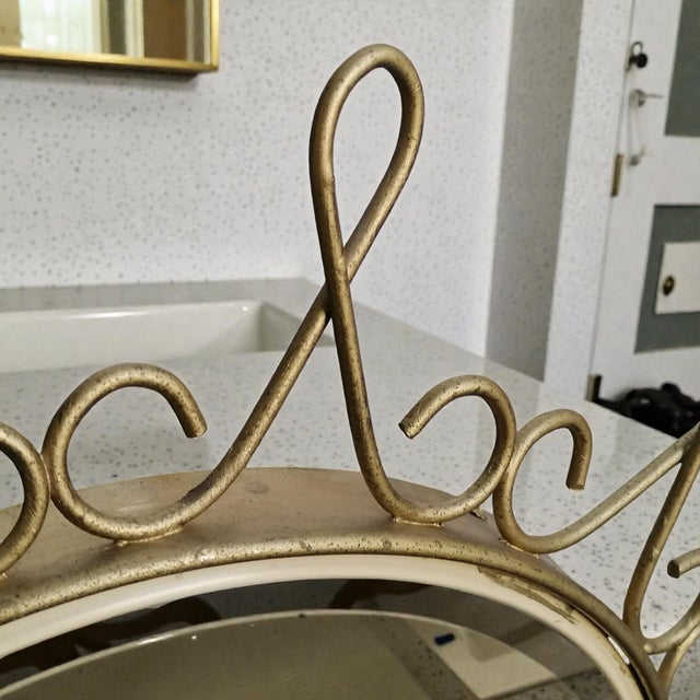 Vintage Gold Metal Butler Mirror with Convex Sunburst Effect, 1970s For Sale - Image 4 of 6