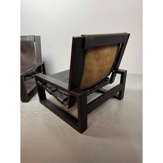 Black Mid-Century Brutalist Black Leather Lounge Chairs by Atelier Sonja Wasseur, Netherlands, 1970s, Set of 2 For Sale - Image 8 of 10