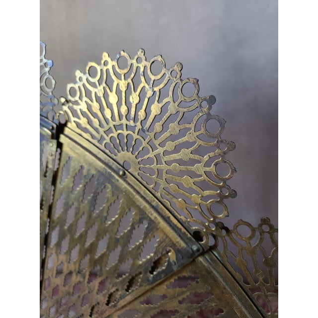 Gold Antique French Brass Peacock Tail Pare-Feu / Fireplace Screen, 1800s For Sale - Image 8 of 11