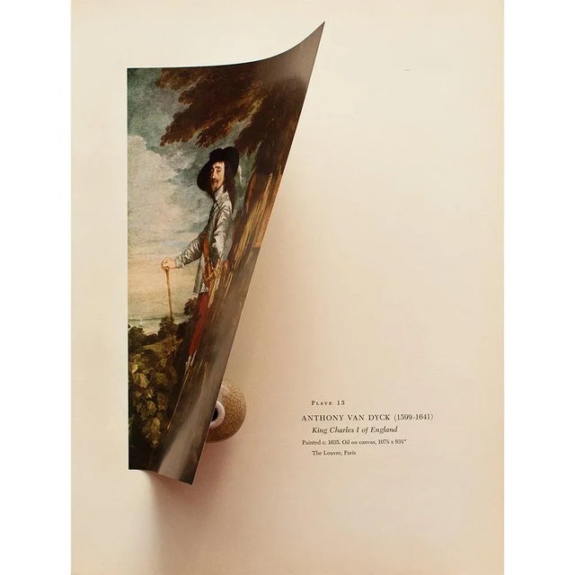 1956 After Anthony Van Dyck "King Charles I of England", Vintage Full-Color Print For Sale - Image 4 of 8