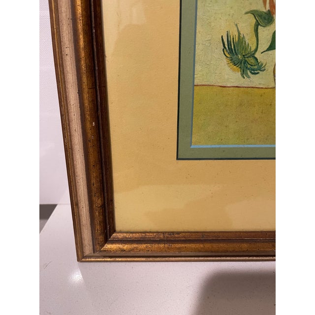 Contemporary Mid-20th Century Lithograph Framed Print, Vincent Van Gogh’s “Sunflowers” For Sale - Image 3 of 11