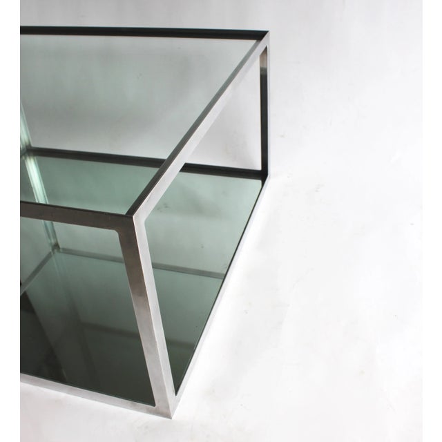 Transparent Two-Tier Aluminum Coffee Table For Sale - Image 8 of 11