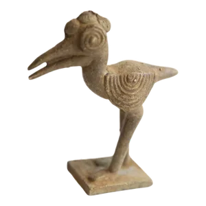 Vintage African Crowned Bird With Curved Beak Figurine