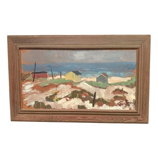 Frans Lundberg, Coastal Village, 1950s, Oil on Panel, Framed For Sale