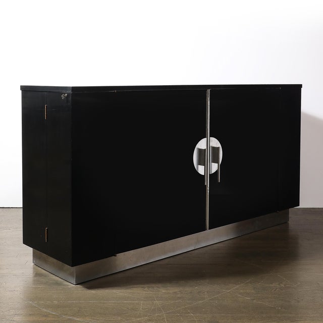 1930s Art Deco Machine Age Ebonized Walnut & Aluminum Sideboard by Walter Dorwin For Sale - Image 16 of 17