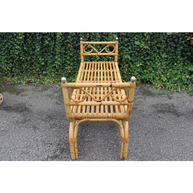 Vintage Italian Rattan Bench, 1960 For Sale - Image 6 of 10
