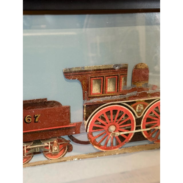 Late 19th Century Antique Grand Trunk Railway Steam Engine Sign Framed Late 19th Century Train Metal Artwork For Sale - Image 5 of 7