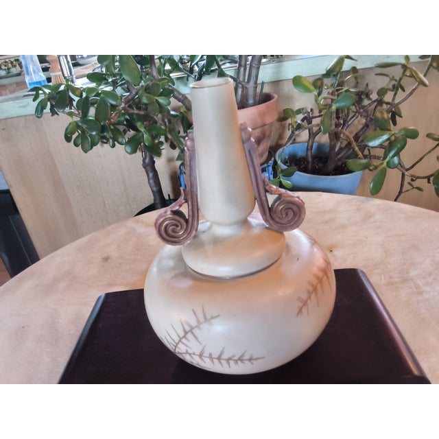 Antique German Porcelain Footed Vase With the Mark of Rudolstadt and Straus, Handpainted Cockatoos For Sale - Image 13 of 17