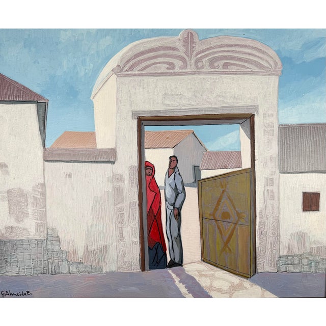 A striking original modernist painting by the renowned Latin American contemporary artist Gilberto Almeida Egas...