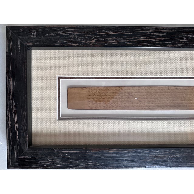 Vintage Burmese Buddhist Scripture on Palm Leaf, Framed For Sale - Image 4 of 11