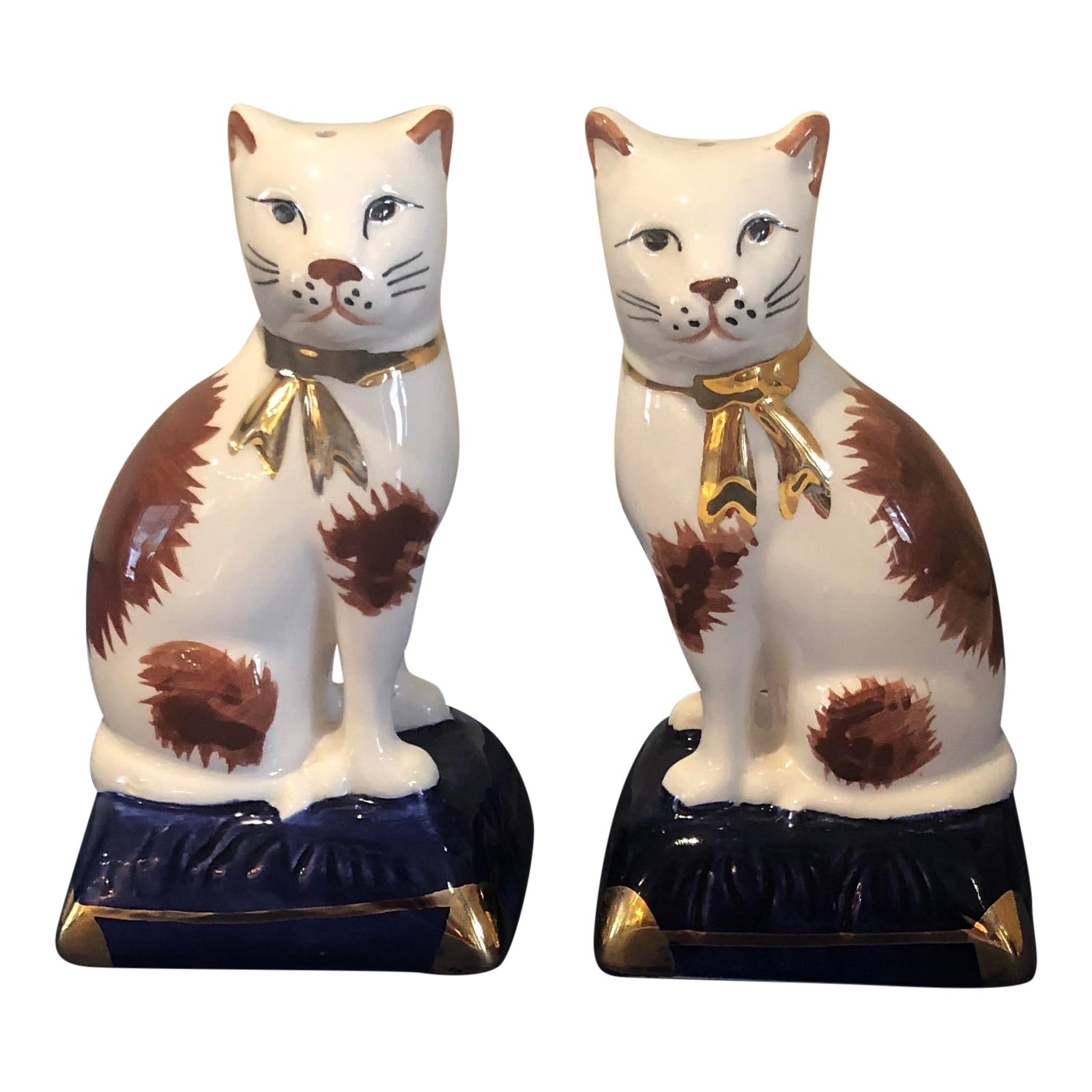 English Staffordshire Fits And Floyd Cat Salt And Pepper Shakers A Pair Chairish