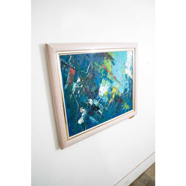 Mid-Century Modern 1960s Mid Century Modern Oil Painting Abstract Expressionism For Sale - Image 3 of 12