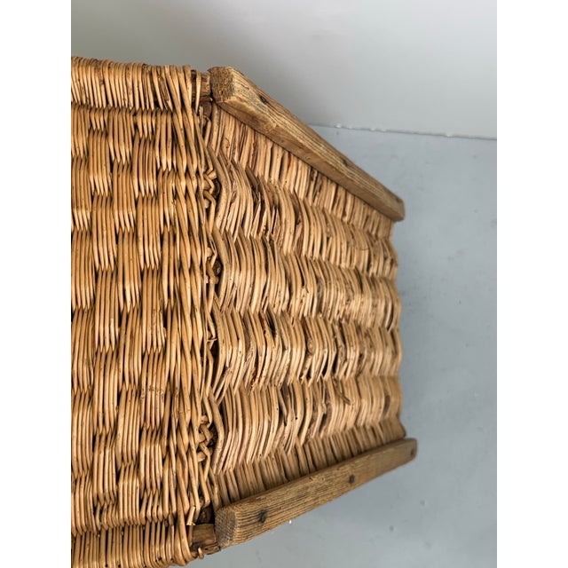 Wood Large French Wicker Market Basket For Sale - Image 7 of 7