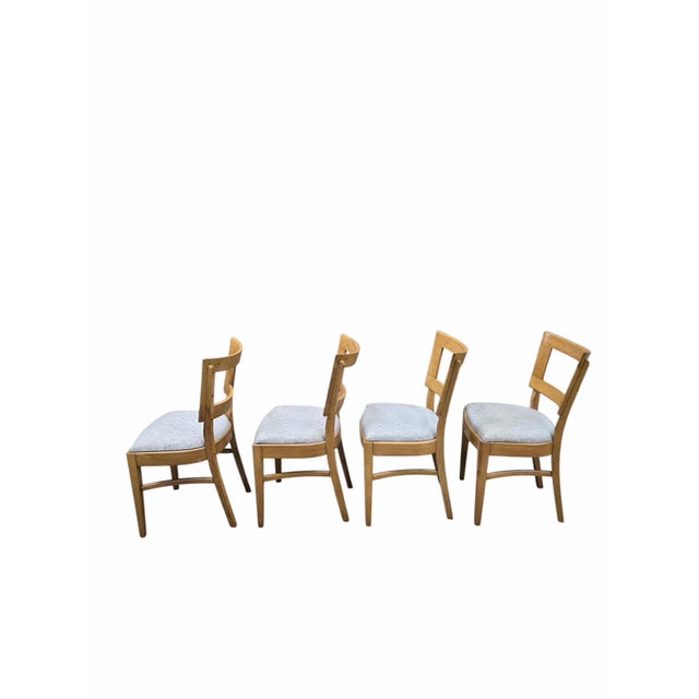 Mid-Century Modern MCM Attributed Heywood-Wakefield Dining Chairs in Blonde Birch – Set of 4 For Sale - Image 3 of 10