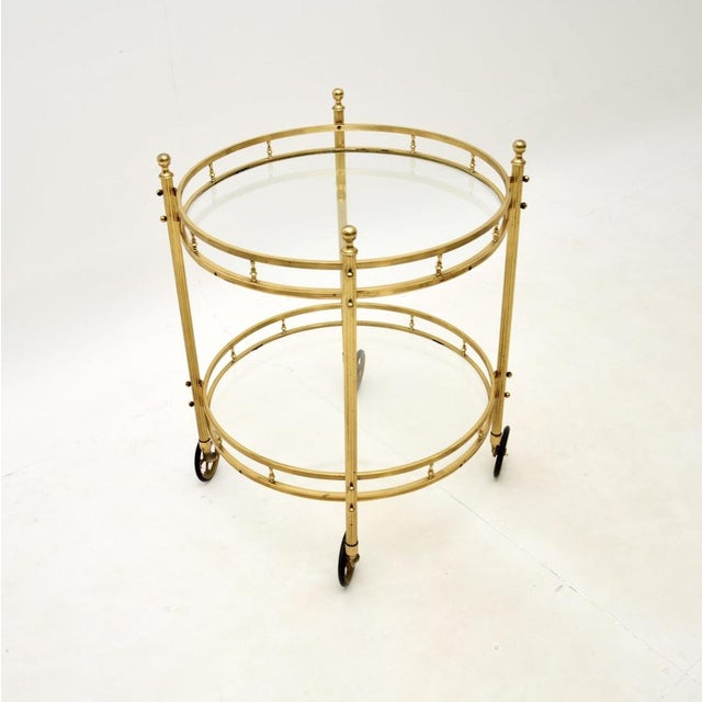 Mid-Century Modern Vintage French Brass Drinks Trolley, 1970s For Sale - Image 3 of 8