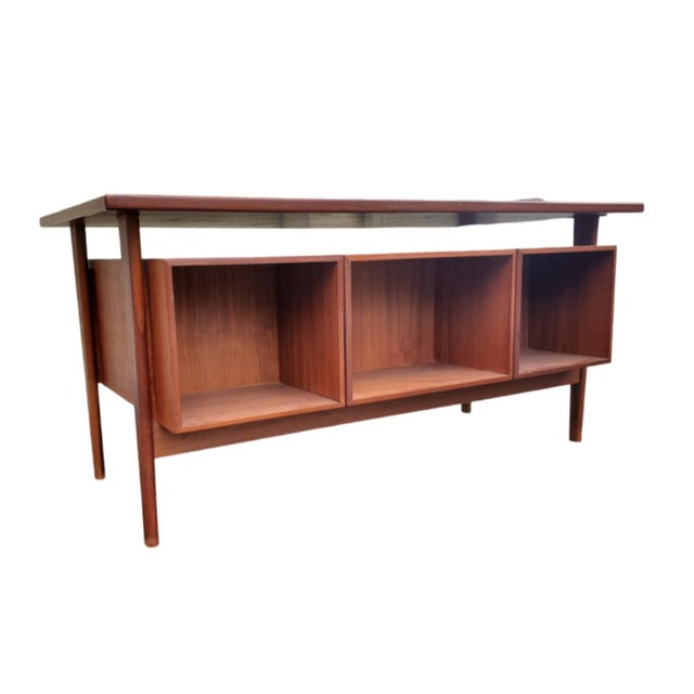 1960s Mid-Century Scandinavian Style Teak Wood Storage Desk/Danish Kris Kristiansen Style Desk For Sale - Image 11 of 12