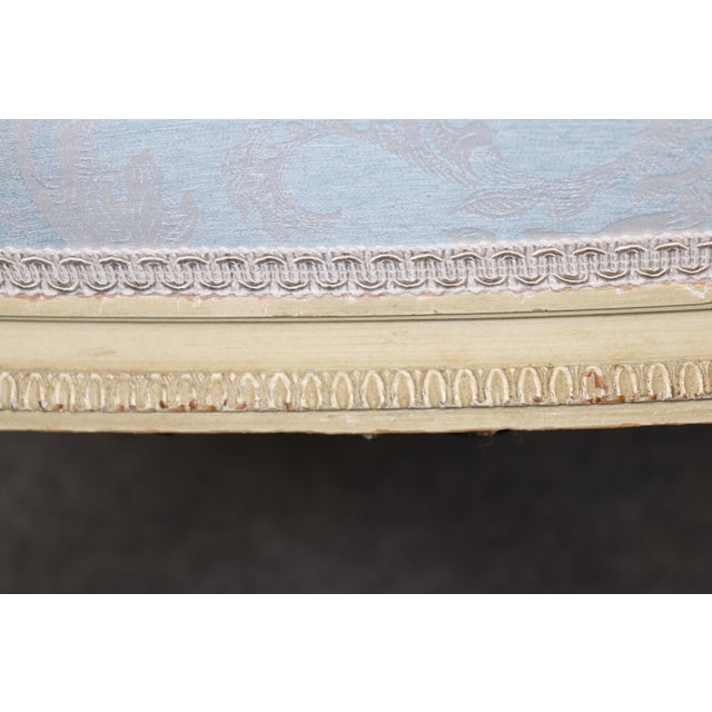 Pair French Louis XV Style Blue Upholstered Bergères Chairs Attr to Jansen For Sale - Image 10 of 17