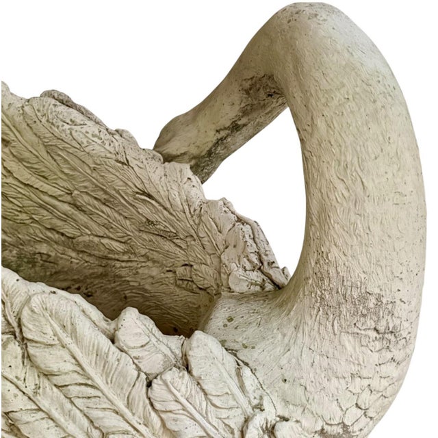 1990s Large Cast Stone Swan 29.5” Garden Ornament Planter by Brookwood Community 1997 For Sale - Image 5 of 12