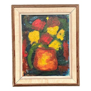 Yngve Johansson, Flowers in Vase, 1970, Oil on Canvas, Framed For Sale
