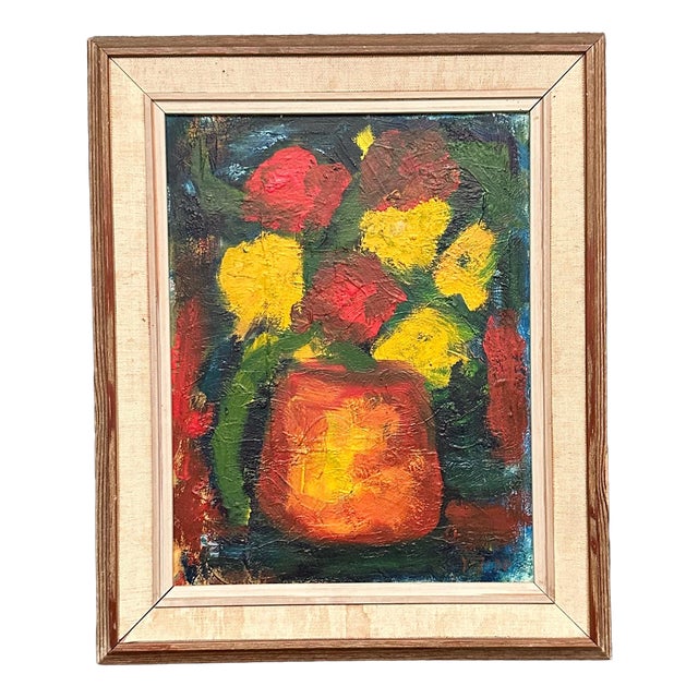 Yngve Johansson, Flowers in Vase, 1970, Oil on Canvas, Framed For Sale