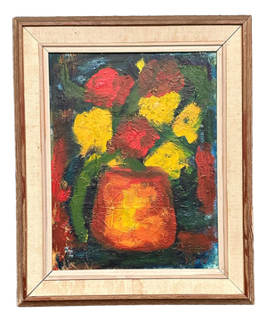 Yngve Johansson, Flowers in Vase, 1970, Oil on Canvas, Framed