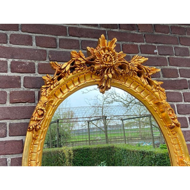 20thC Louis XVI Gilded Beech Oval Gold Leaf Wall Mirror For Sale - Image 12 of 18