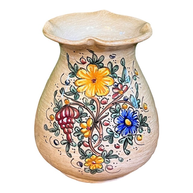 Vintage Hand-Painted Baffoni Gubbio Italian Vase For Sale