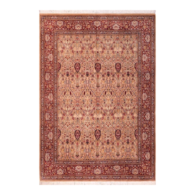 Shabby Chic Pak-Persian Tan/Red Wool Rug - 8'4'' X 10'3'' For Sale