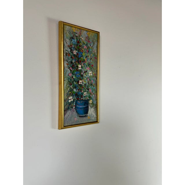 A beautifully textured and very expressive still life composition, executed in oil onto canvas. C,1970's. This lively...