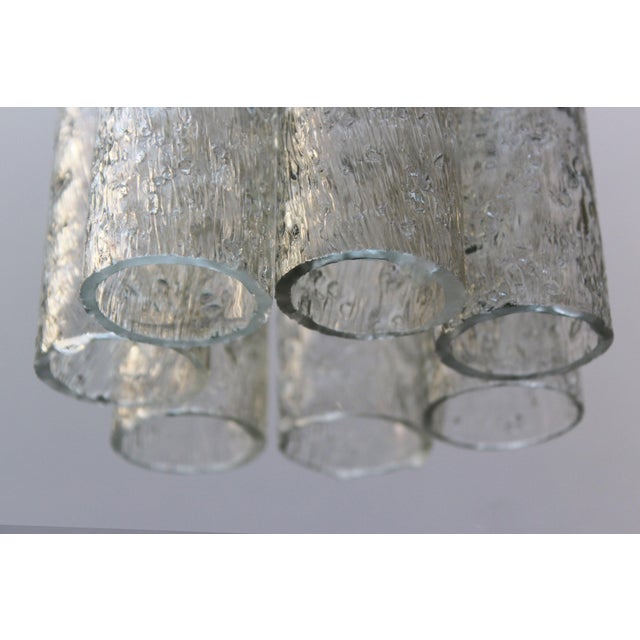 Mid-Century Ice Glass Pendant Lights from Doria Leuchten, Germany, 1960, Set of 3 For Sale - Image 4 of 8