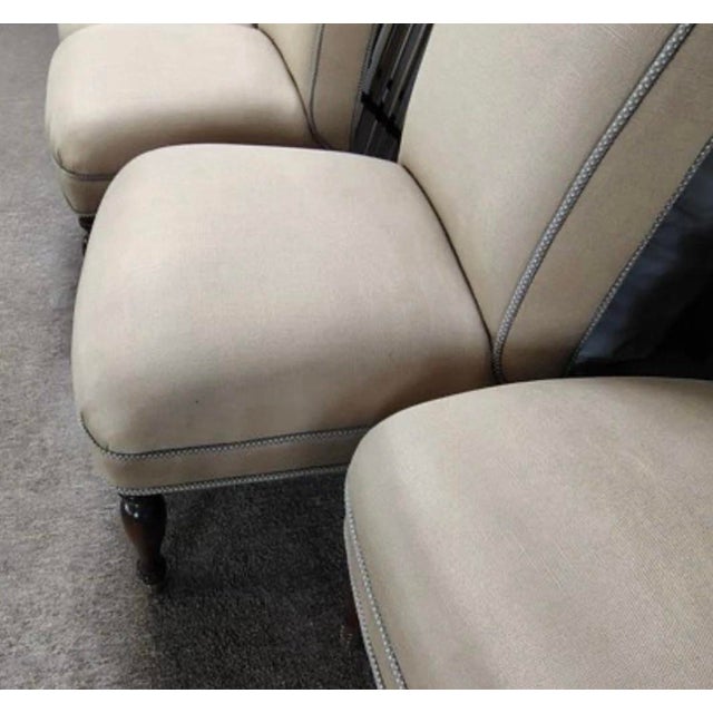 Hollywood Regency Late 20th Century Set of 4 Custom Upholstered Scroll-Back Dining Chairs With Nailhead Trim For Sale - Image 3 of 4