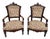 Pair of Antique Eastlake Walnut Parlor Chairs With Floral Upholstery For Sale