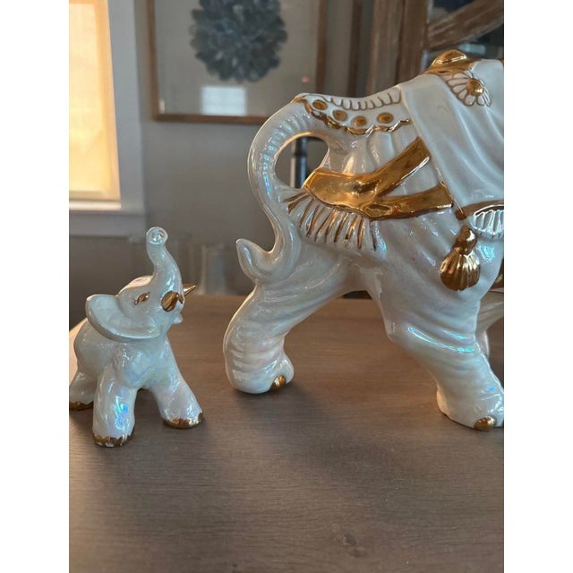 Vintage Royal Elephant & Baby Statues For Sale - Image 4 of 7