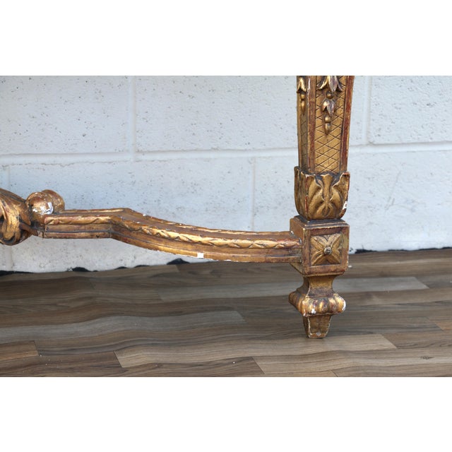 Antique Italian Baroque Giltwood Console Tables With Breccia Marble Tops | Pair | Circa 1900s For Sale - Image 13 of 18