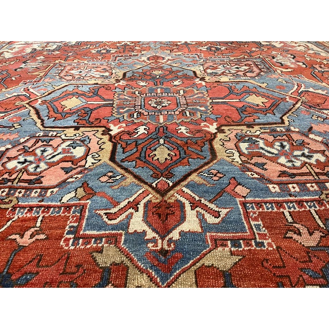 Late 19th Century Antique Persian Serapi Rug 9’4” X 12’4” For Sale - Image 5 of 7